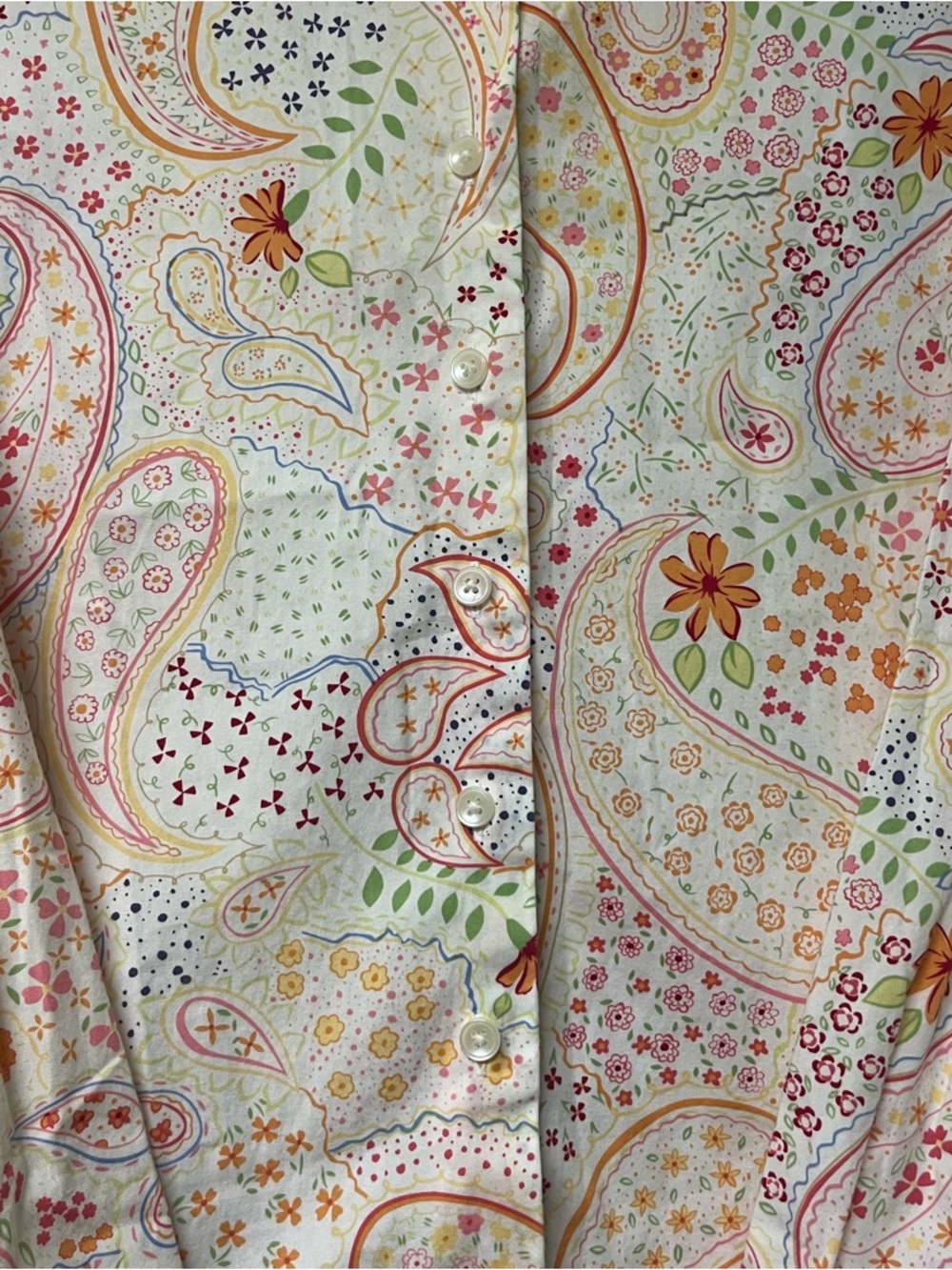 Talbots Cream Paisley & Floral button down shirt long sleeves cotton Womens MP - Picture 4 of 11